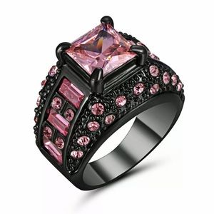 Princess Cut Pink Topaz Ring Size 7